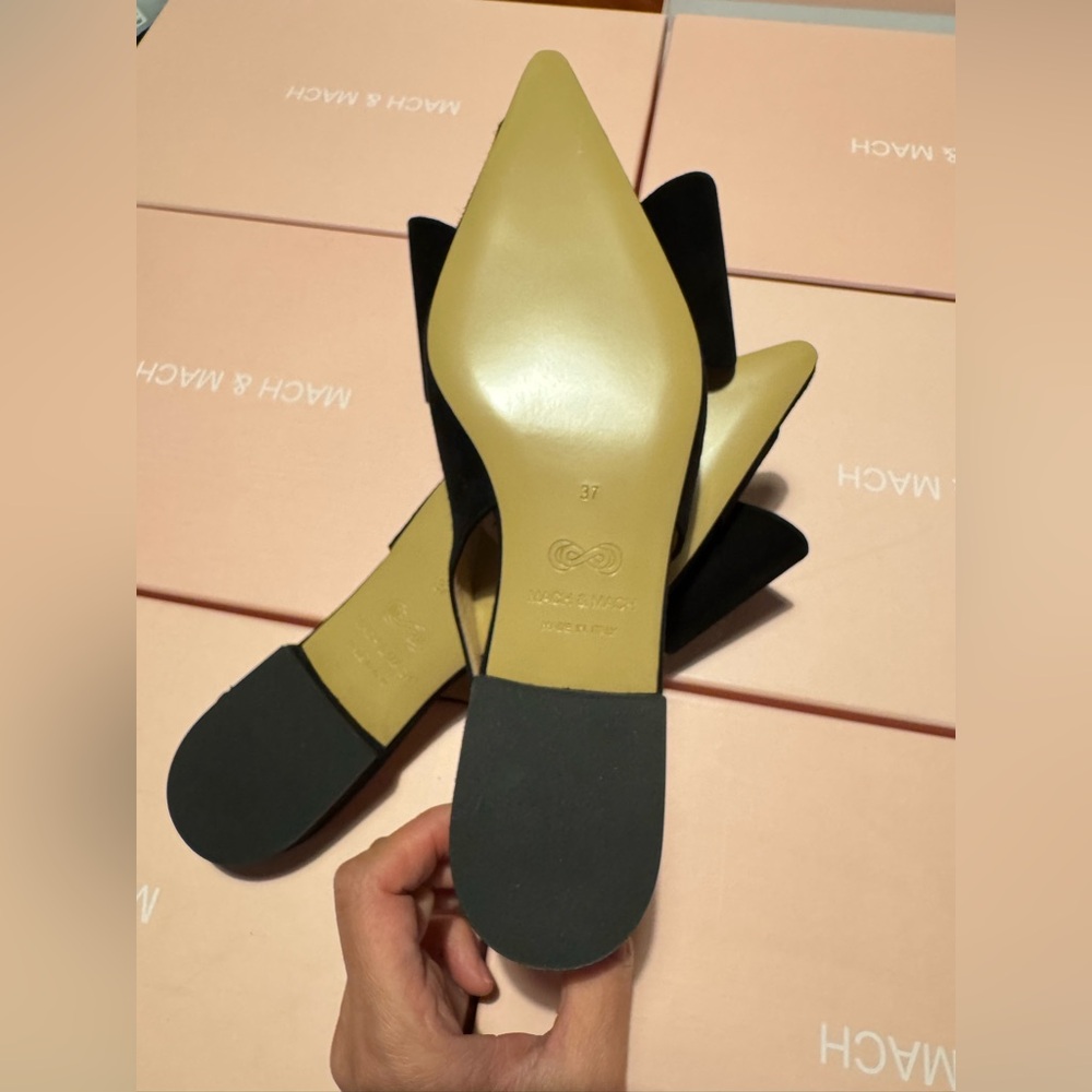 Mach & Mach 15mm Le Cadeau Suede Slingback Flats Black various sizes available - Picture 16 of 16